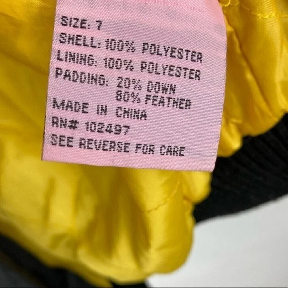 Polar Ice Girls Winter Feather Jacket Size 7 Black /Yellow Kids Jacket